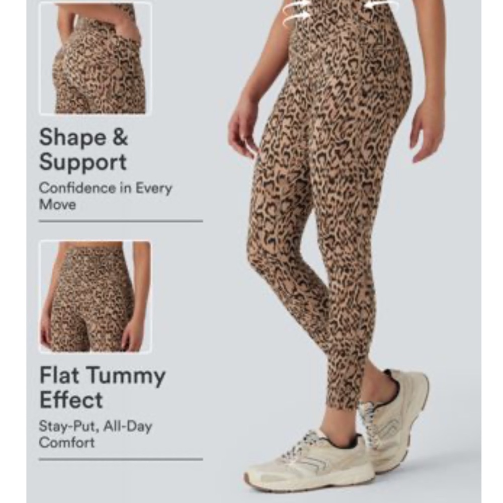 HALARA Leopard Print High-Waist Leggings - Tan & Black